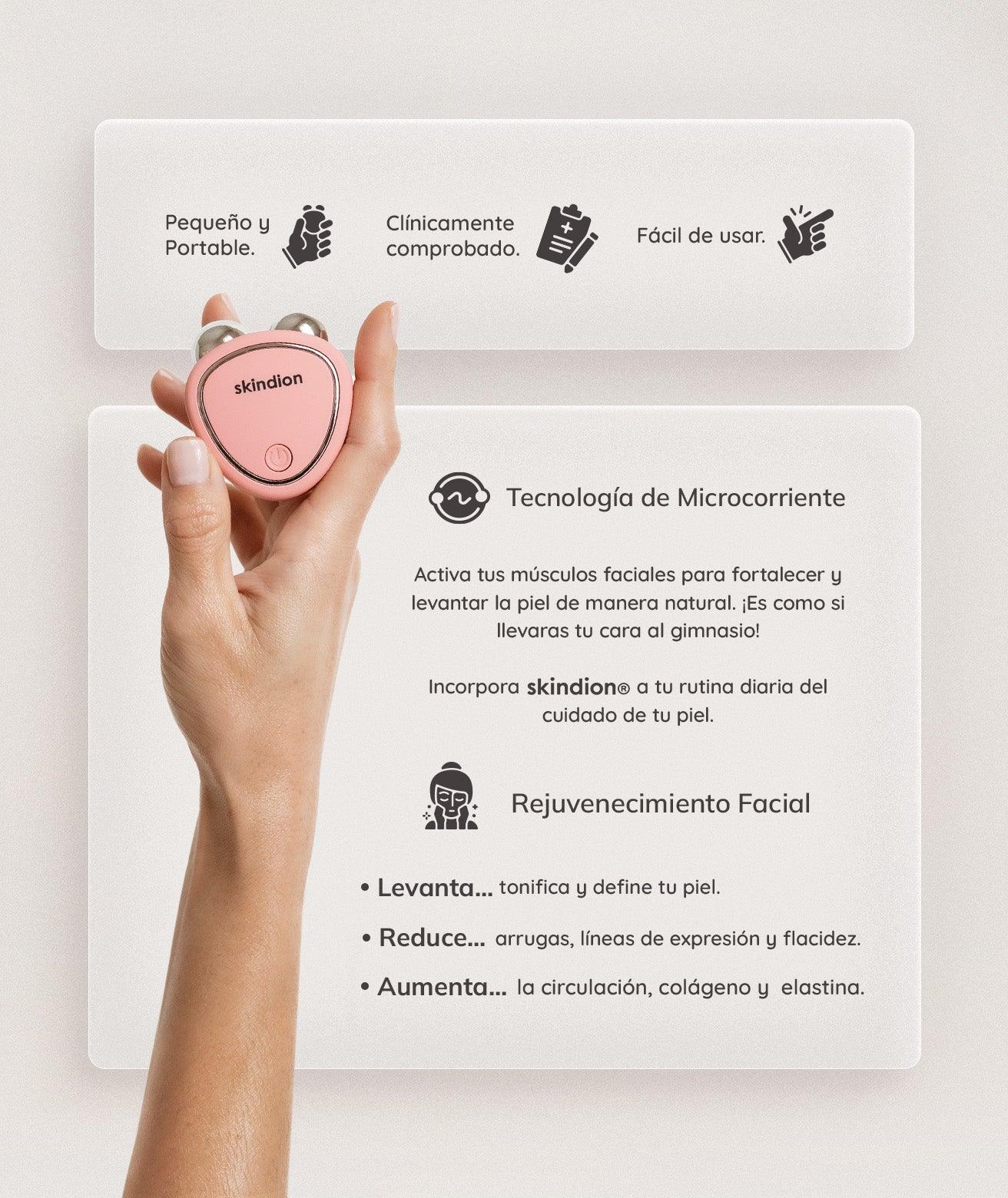 Dispositivo de Rejuvenecimiento Facial Skindion Rosa - Super Siluet